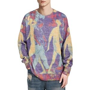 Aelfric Eden People Colorful Abstract Men's Sweater Block Knit Graphic Pullover